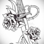 эскиз для тату цветок и нож 23.09.2019 №040 - sketch for flower and knife tatt - tatufoto.com