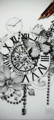 эскиз для тату часы время 19.09.2019 №019 — sketch for tattoo watch time — tatufoto.com