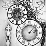 эскиз для тату часы время 19.09.2019 №031 - sketch for tattoo watch time - tatufoto.com