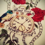 эскиз для тату часы время 19.09.2019 №035 - sketch for tattoo watch time - tatufoto.com