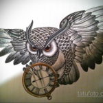 эскиз для тату часы и сова 19.09.2019 №003 - sketch for watch and owl tattoo - tatufoto.com