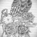 эскиз для тату часы и сова 19.09.2019 №008 - sketch for watch and owl tattoo - tatufoto.com