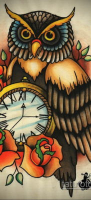 эскиз для тату часы и сова 19.09.2019 №009 — sketch for watch and owl tattoo — tatufoto.com