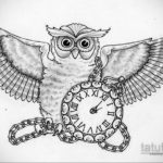 эскиз для тату часы и сова 19.09.2019 №016 - sketch for watch and owl tattoo - tatufoto.com