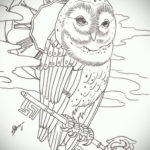 эскиз для тату часы и сова 19.09.2019 №021 - sketch for watch and owl tattoo - tatufoto.com