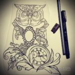 эскиз для тату часы и сова 19.09.2019 №025 - sketch for watch and owl tattoo - tatufoto.com