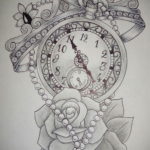 эскиз для тату часы с розами 19.09.2019 №007 - sketch for tattoo watch with - tatufoto.com