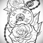 эскиз для тату часы с розами 19.09.2019 №012 - sketch for tattoo watch with - tatufoto.com