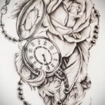 эскиз для тату часы с розами 19.09.2019 №014 - sketch for tattoo watch with - tatufoto.com