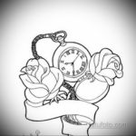 эскиз для тату часы с розами 19.09.2019 №021 - sketch for tattoo watch with - tatufoto.com