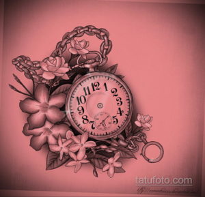 эскиз для тату часы с розами 19.09.2019 №028 - sketch for tattoo watch with - tatufoto.com
