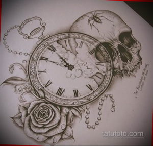 эскиз для тату часы с розами 19.09.2019 №030 - sketch for tattoo watch with - tatufoto.com