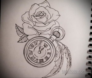эскиз для тату часы с розами 19.09.2019 №034 - sketch for tattoo watch with - tatufoto.com