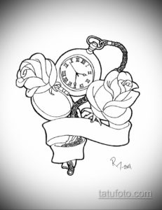 эскиз для тату часы с розами 19.09.2019 №039 - sketch for tattoo watch with - tatufoto.com