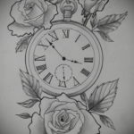 эскиз для тату часы с розами 19.09.2019 №041 - sketch for tattoo watch with - tatufoto.com