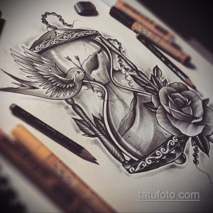 эскиз для тату часы с розами 19.09.2019 №044 - sketch for tattoo watch with - tatufoto.com
