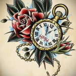 эскиз для тату часы с розами 19.09.2019 №047 - sketch for tattoo watch with - tatufoto.com