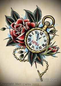 эскиз для тату часы с розами 19.09.2019 №047 - sketch for tattoo watch with - tatufoto.com
