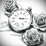 эскиз для тату часы с розами 19.09.2019 №050 - sketch for tattoo watch with - tatufoto.com