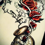 эскиз для тату часы с розами 19.09.2019 №053 - sketch for tattoo watch with - tatufoto.com