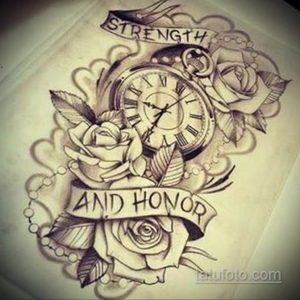 эскиз для тату часы с розами 19.09.2019 №054 - sketch for tattoo watch with - tatufoto.com
