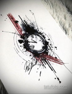 эскиз для тату часы треш полька 19.09.2019 №001 - sketch for tattoo watch t - tatufoto.com