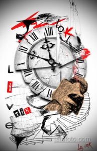 эскиз для тату часы треш полька 19.09.2019 №003 - sketch for tattoo watch t - tatufoto.com