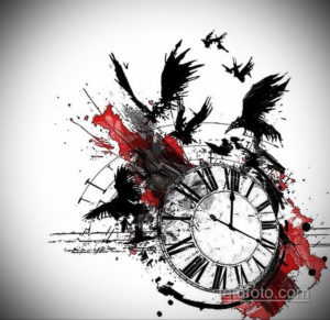 эскиз для тату часы треш полька 19.09.2019 №010 - sketch for tattoo watch t - tatufoto.com