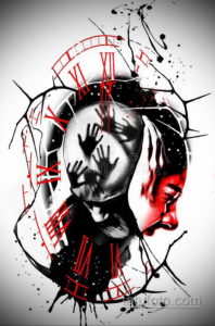 эскиз для тату часы треш полька 19.09.2019 №011 - sketch for tattoo watch t - tatufoto.com