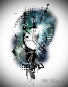 эскиз для тату часы треш полька 19.09.2019 №013 - sketch for tattoo watch t - tatufoto.com
