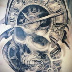 эскиз для тату череп и часы 19.09.2019 №010 - sketch for tattoo skull and wat - tatufoto.com