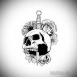 эскиз для тату череп с ножом 23.09.2019 №021 - sketch for tattoo skull with kn - tatufoto.com