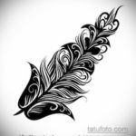 эскиз для тату черное перо 26.09.2019 №025 -sketch feather tattoo- tatufoto.com