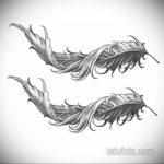 эскиз для тату черное перо 26.09.2019 №033 -sketch feather tattoo- tatufoto.com
