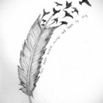 эскиз для тату черное перо 26.09.2019 №036 -sketch feather tattoo- tatufoto.com