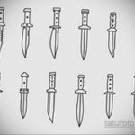 эскиз для тату штык нож 23.09.2019 №009 - sketch for tattoo bayonet knife - tatufoto.com