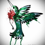 эскиз тату колибри цветная 16.09.2019 №013 - color sketch hummingbird tatto - tatufoto.com