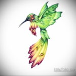 эскиз тату колибри цветная 16.09.2019 №015 - color sketch hummingbird tatto - tatufoto.com