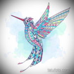 эскиз тату колибри цветная 16.09.2019 №021 - color sketch hummingbird tatto - tatufoto.com