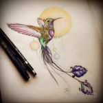 эскиз тату колибри цветная 16.09.2019 №023 - color sketch hummingbird tatto - tatufoto.com