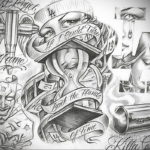 эскиз тату надпись чикано 14.09.2019 №003 - Chicano tattoo sketch - tatufoto.com