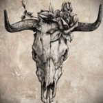 эскиз тату череп быка 17.09.2019 №002 - bull skull tattoo sketch - tatufoto.com