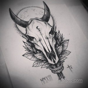 эскиз тату череп быка 17.09.2019 №011 - bull skull tattoo sketch - tatufoto.com