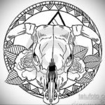 эскиз тату череп быка 17.09.2019 №017 - bull skull tattoo sketch - tatufoto.com
