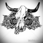 эскиз тату череп быка 17.09.2019 №023 - bull skull tattoo sketch - tatufoto.com