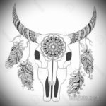 эскиз тату череп быка 17.09.2019 №041 - bull skull tattoo sketch - tatufoto.com