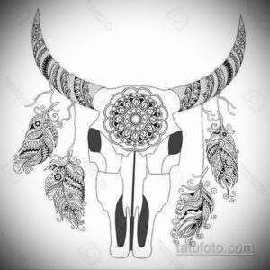 эскиз тату череп быка 17.09.2019 №041 - bull skull tattoo sketch - tatufoto.com