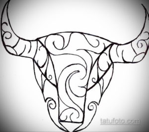 эскиз тату череп быка 17.09.2019 №044 - bull skull tattoo sketch - tatufoto.com