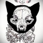 эскиз тату череп кошки 17.09.2019 №001 - cat skull tattoo sketch - tatufoto.com