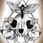 эскиз тату череп кошки 17.09.2019 №004 - cat skull tattoo sketch - tatufoto.com
